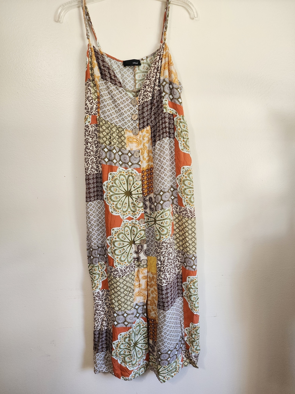 SBetro Patchwork Maxi Dress in Orange, Green, Brown